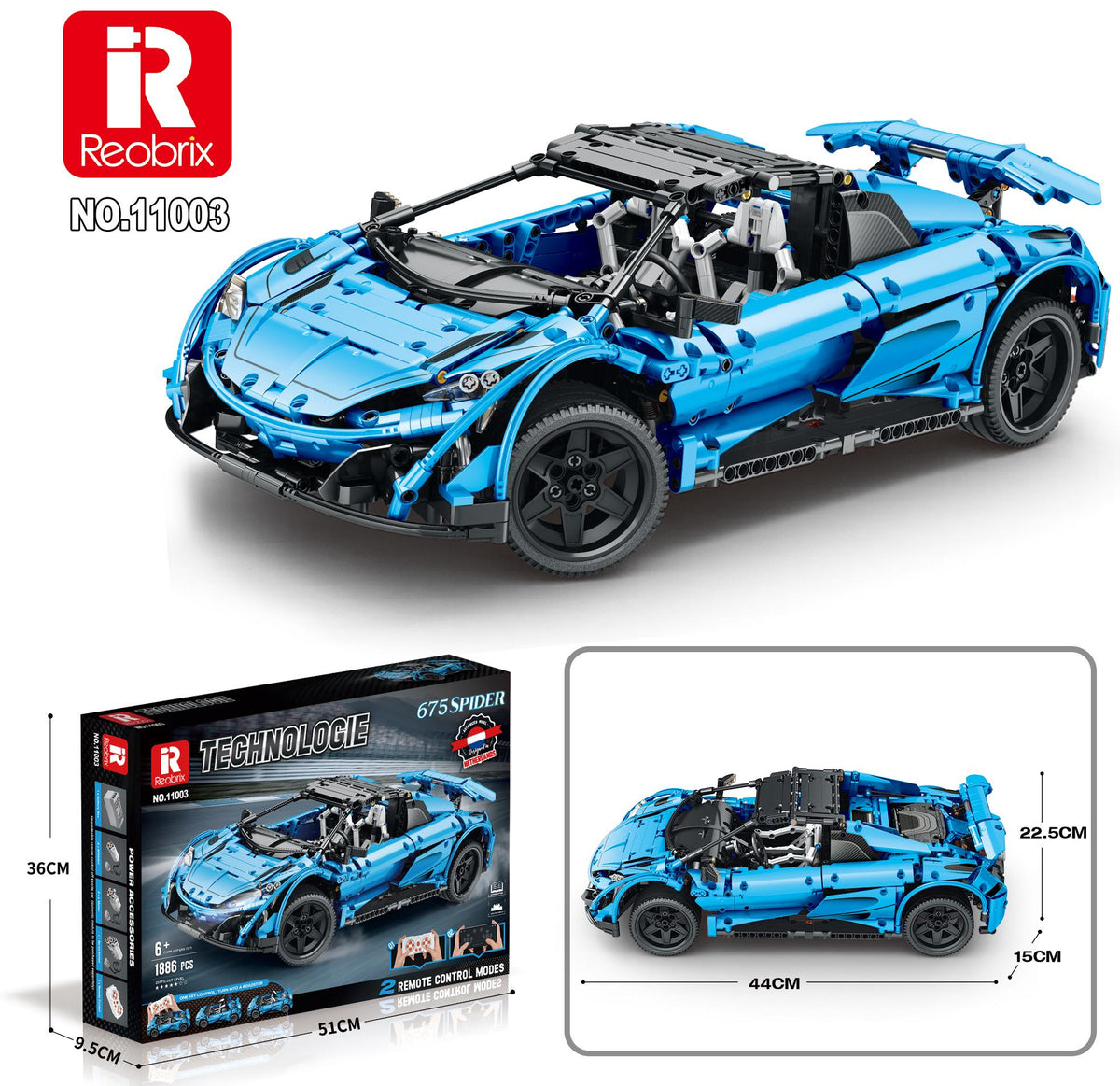Reobrix Blue Spider Supercar Model