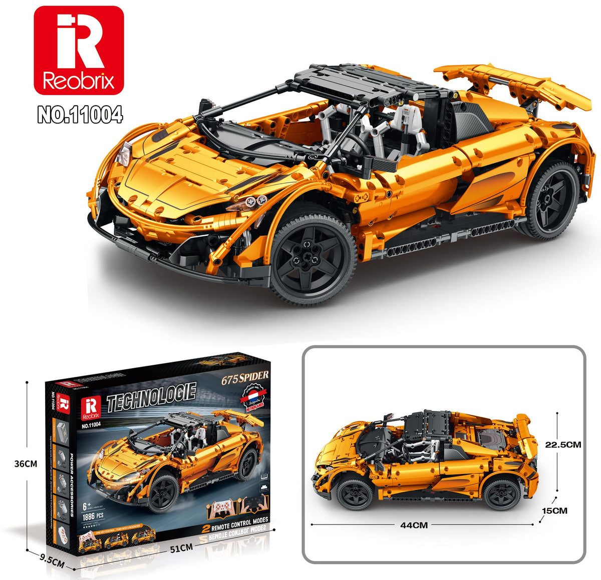 Reobrix Orange Spider Supercar Model