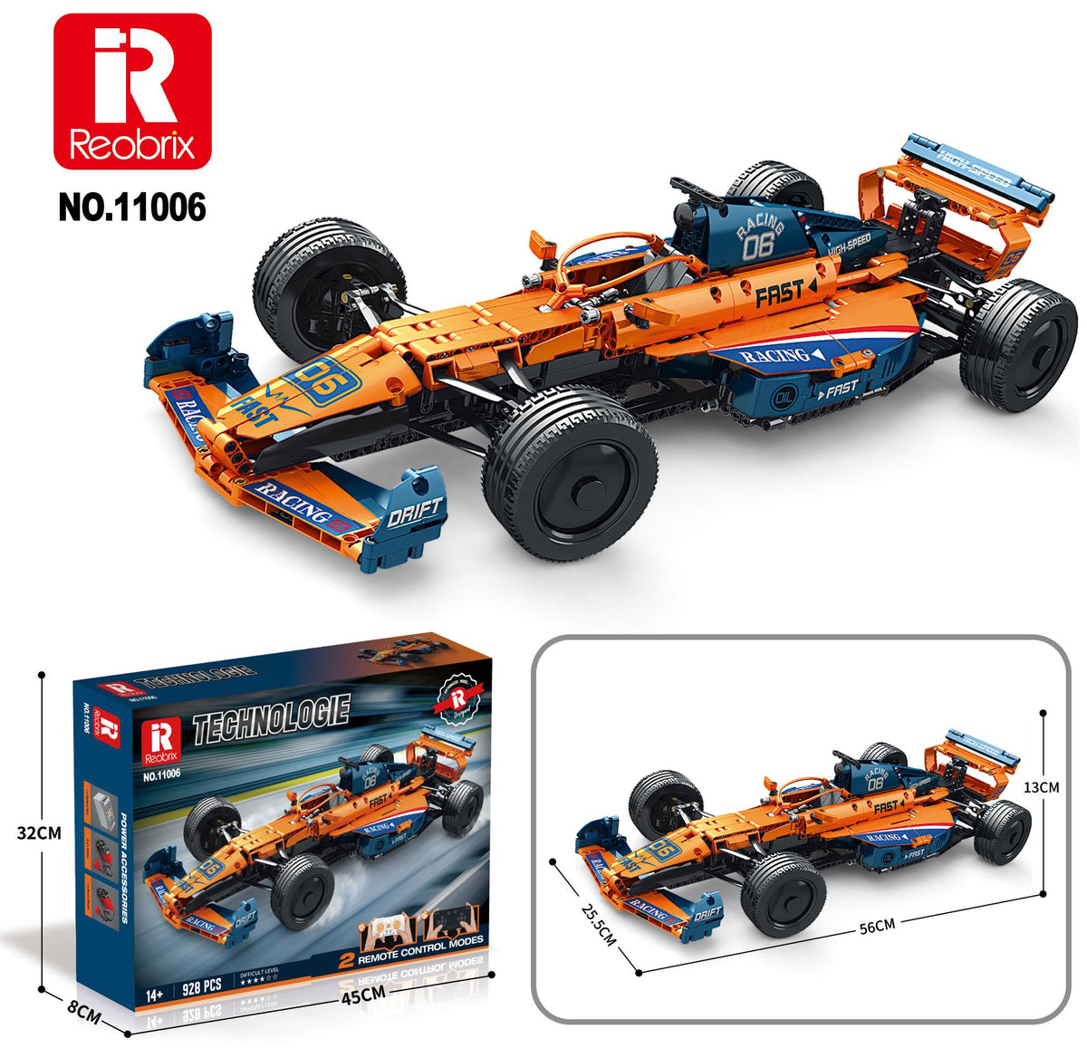 Reobrix Orange Formula Race Car