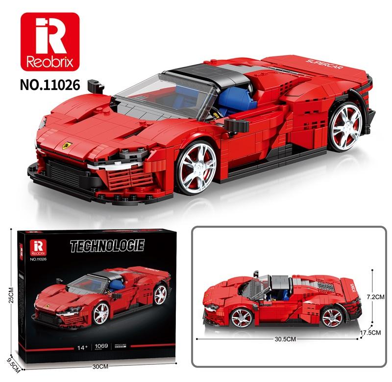 Reobrix Red Open-Top Supercar Model
