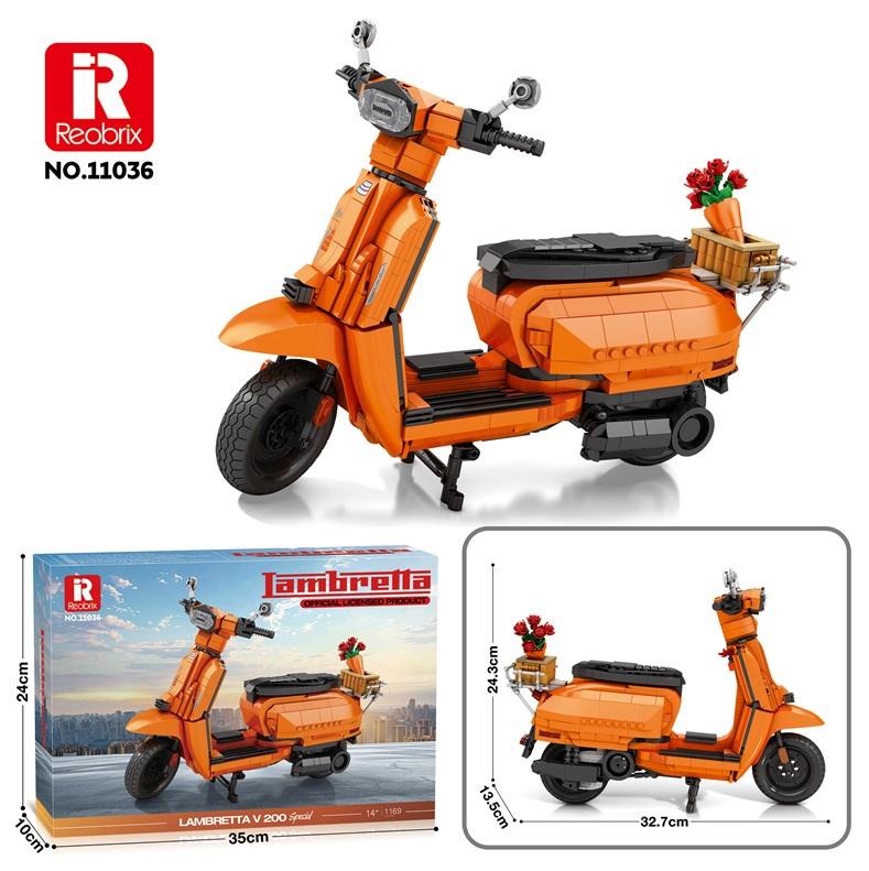 Reobrix Orange Retro Scooter with Flowers