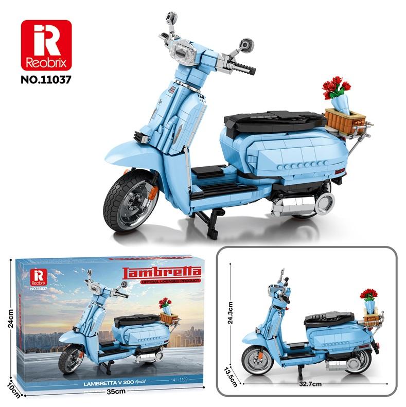Reobrix Sky Blue Retro Scooter with Flowers