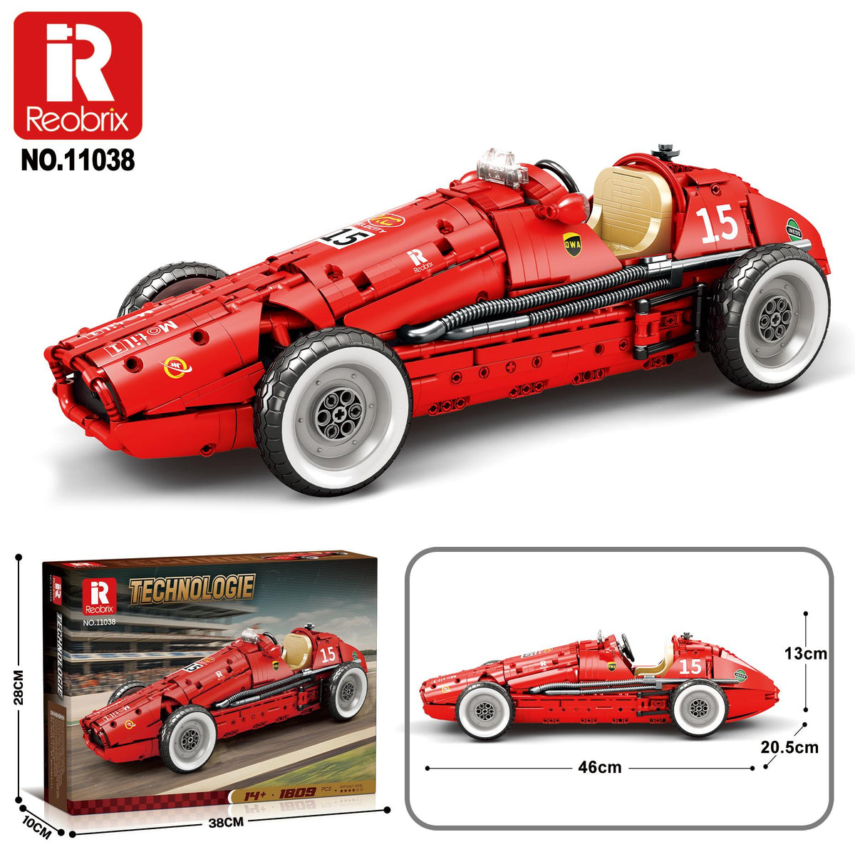 Reobrix Red Vintage Grand Prix Racer