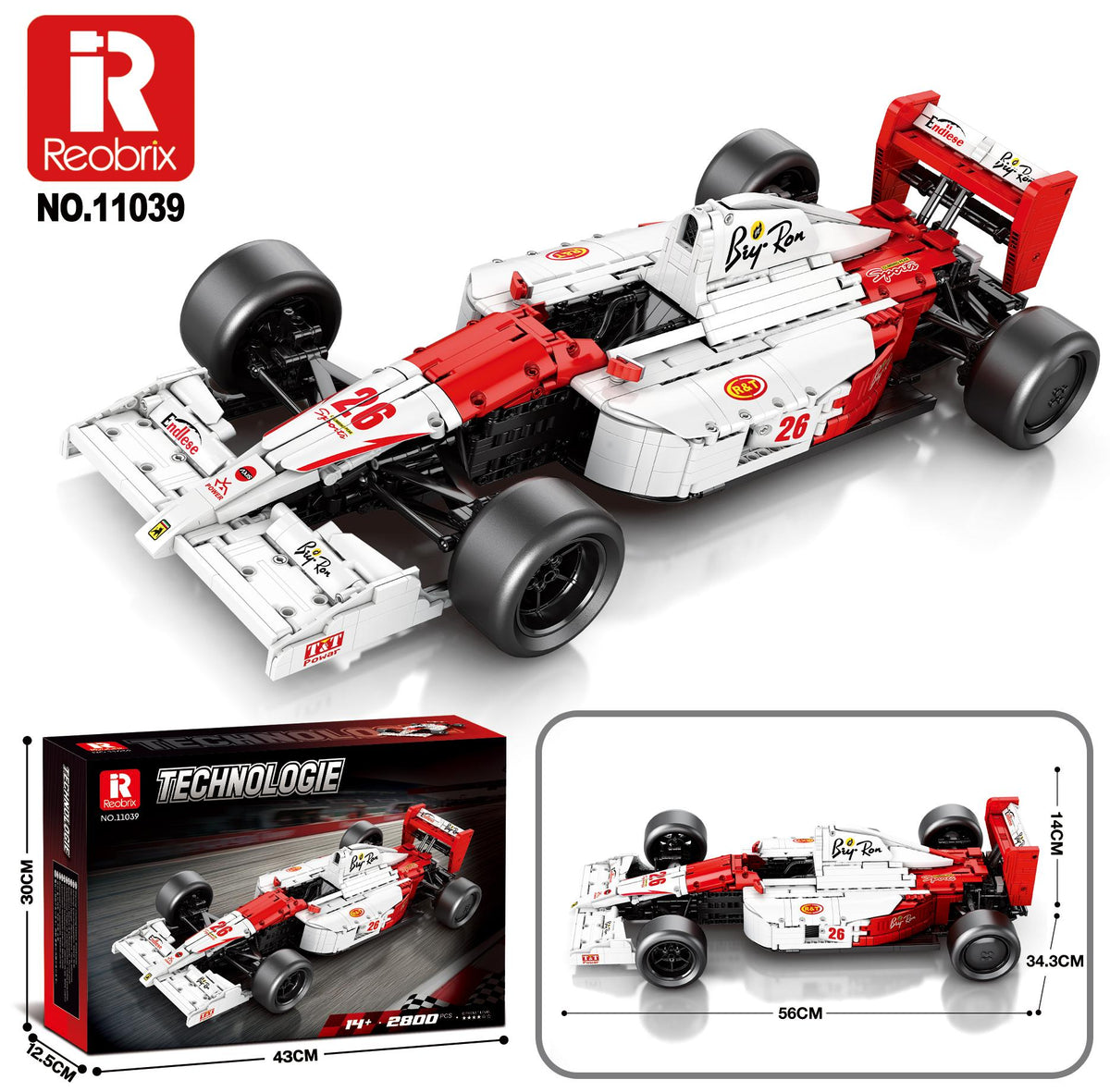 Reobrix Red & White Classic F1 Car