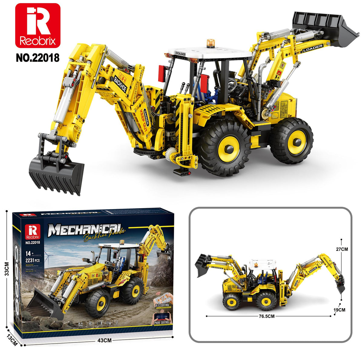 Reobrix Yellow Backhoe Loader Model