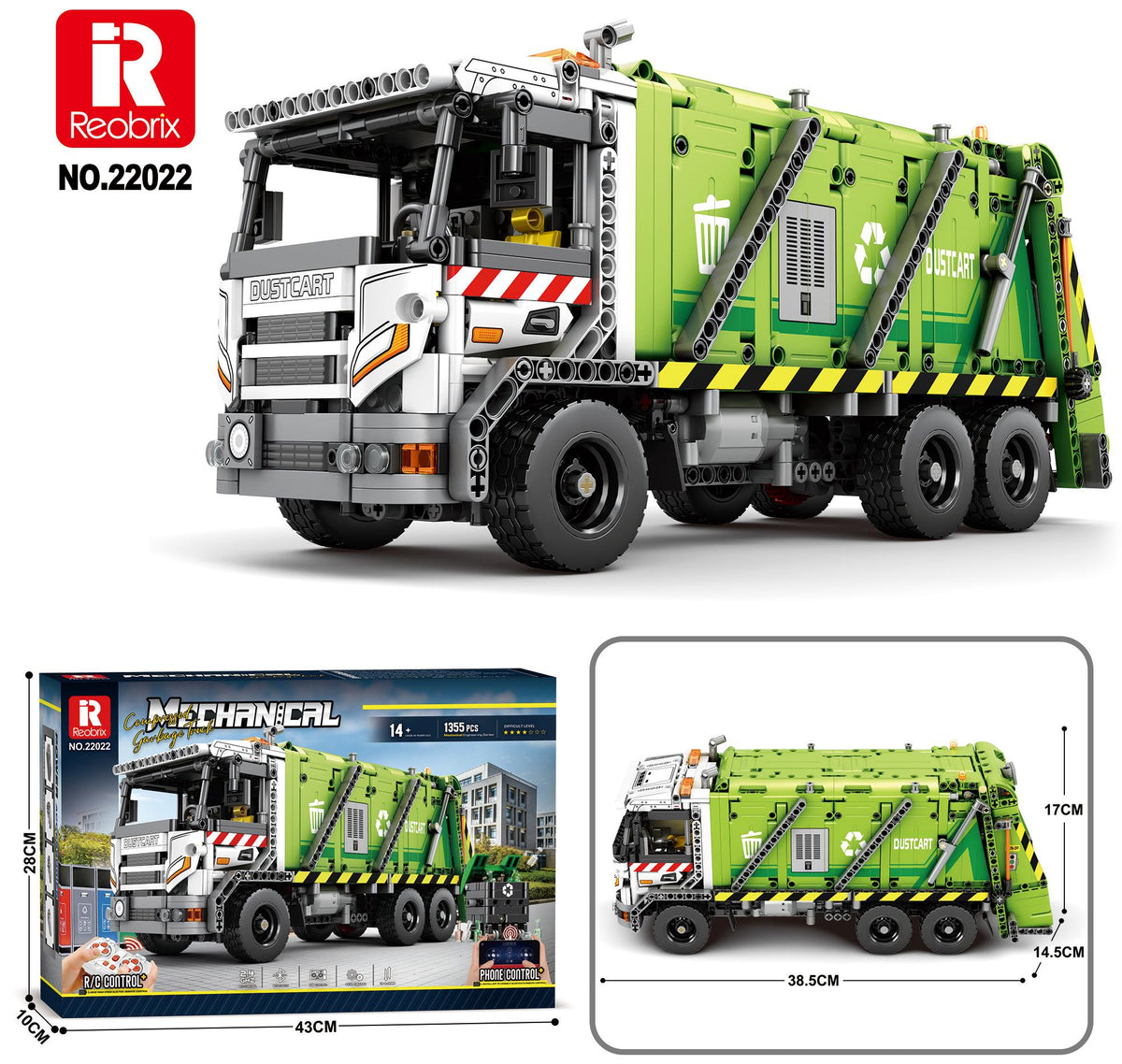 Reobrix Green Garbage Truck Model