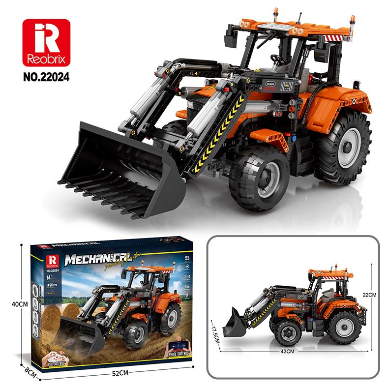 Reobrix Orange Tractor with Front Loader