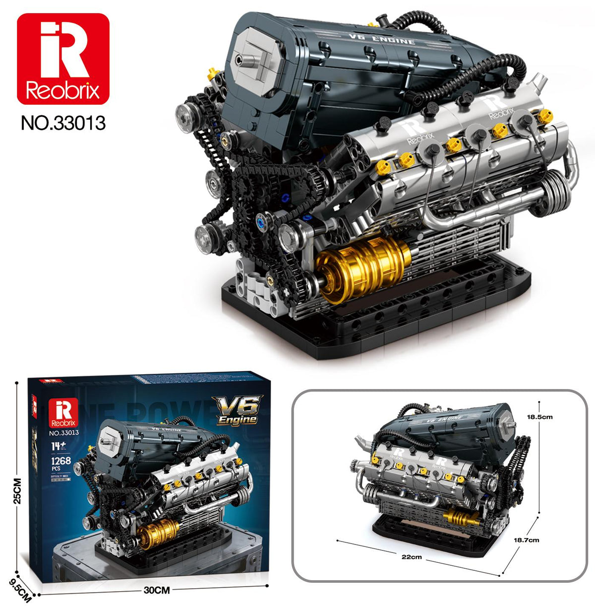 Reobrix Blue-Grey V6 Twin-Turbo Engine Model
