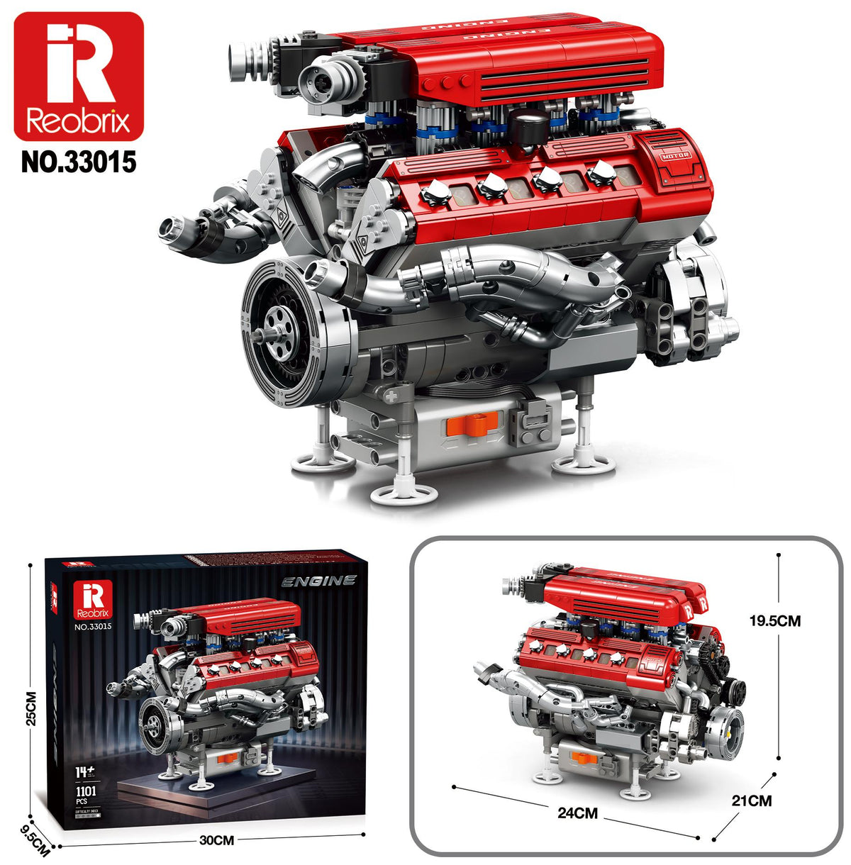 Reobrix Red Supercar V12 Engine Model