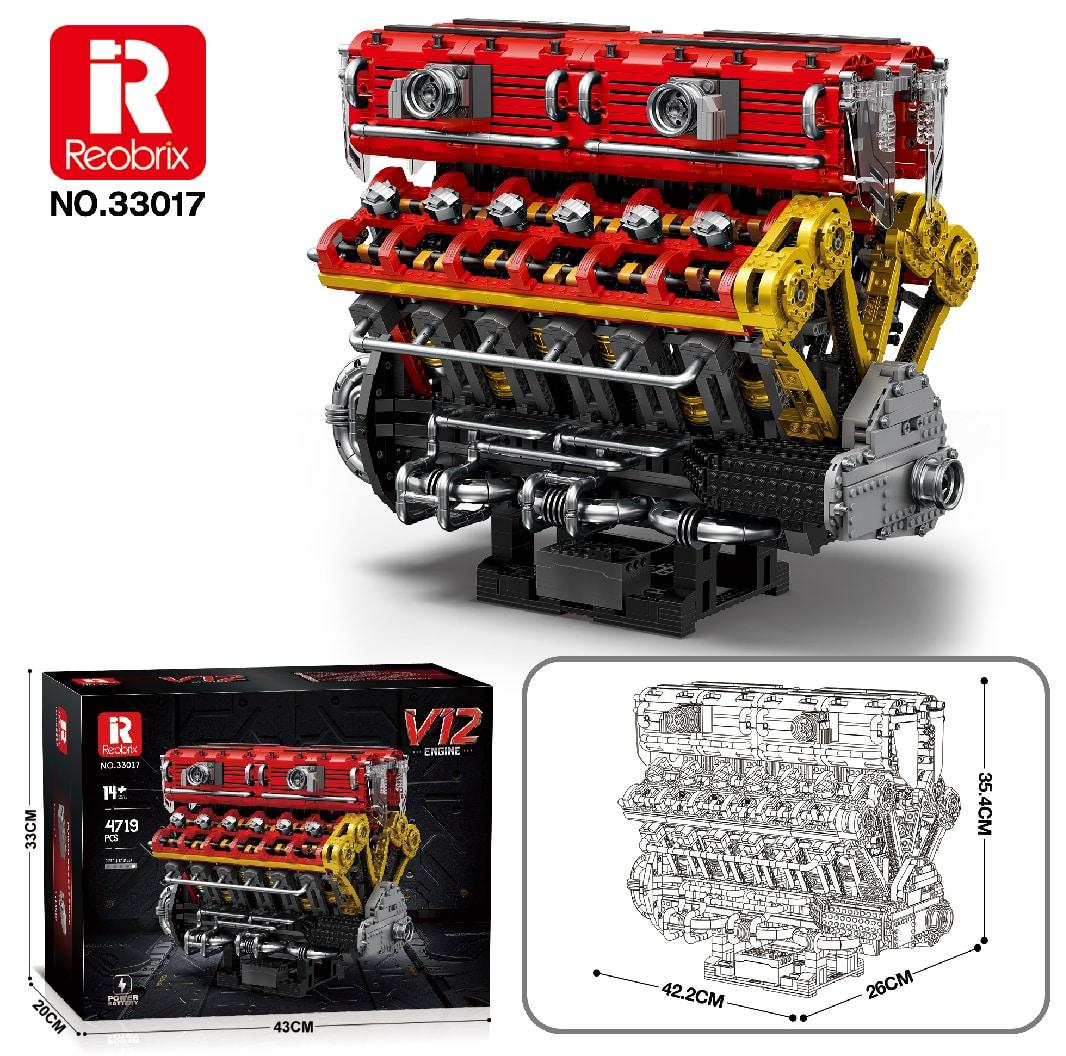Reobrix Red & Gold V12 Grand Engine Model