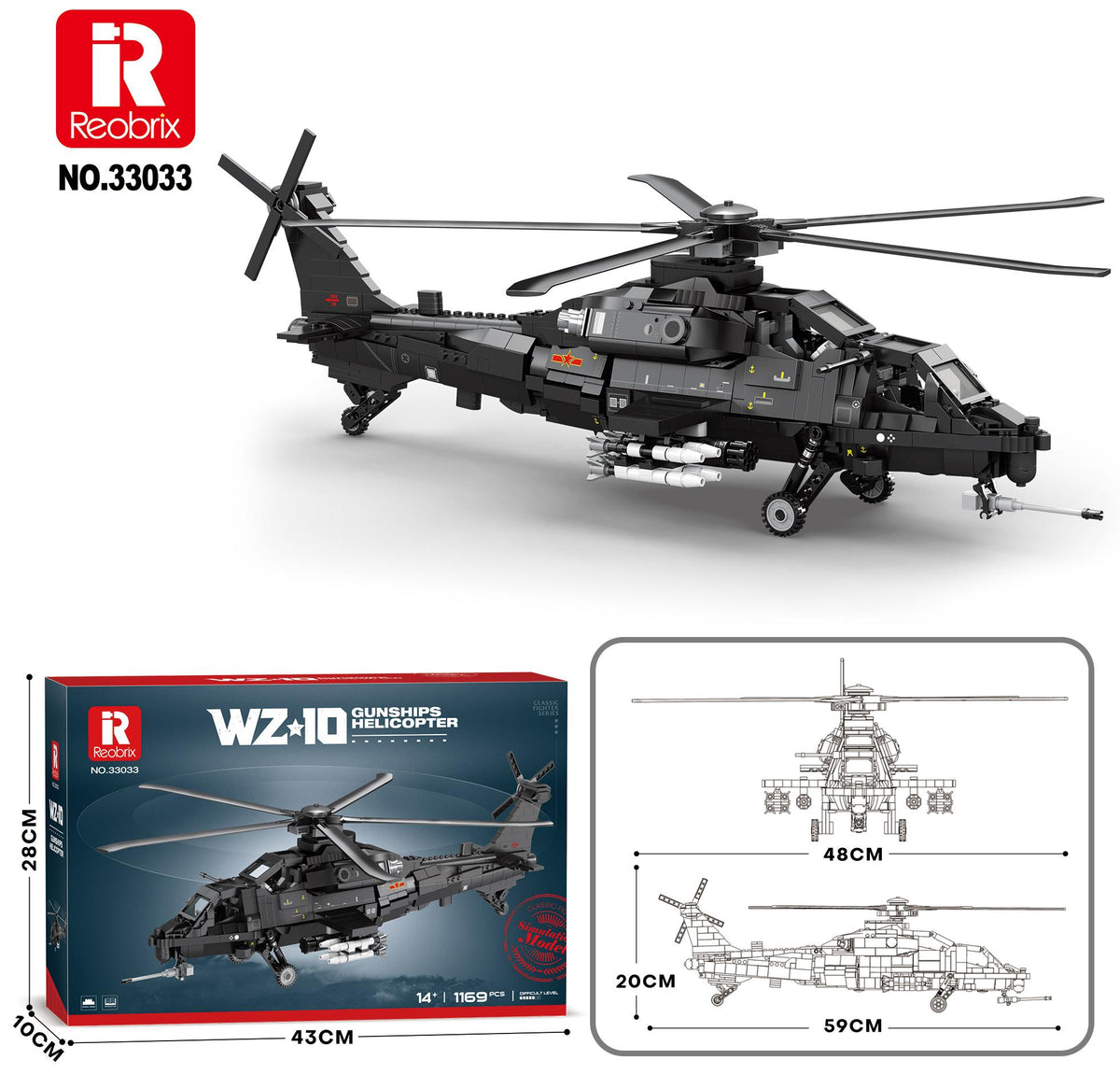 Reobrix WZ-10 Black Attack Helicopter