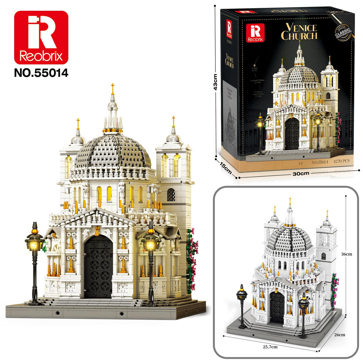 Reobrix Venice Domed Church with Lamps