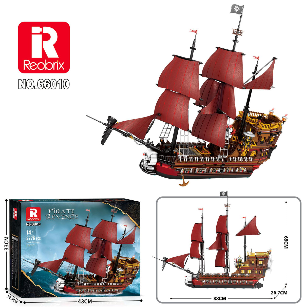 Reobrix Crimson-Sail Pirate Flagship