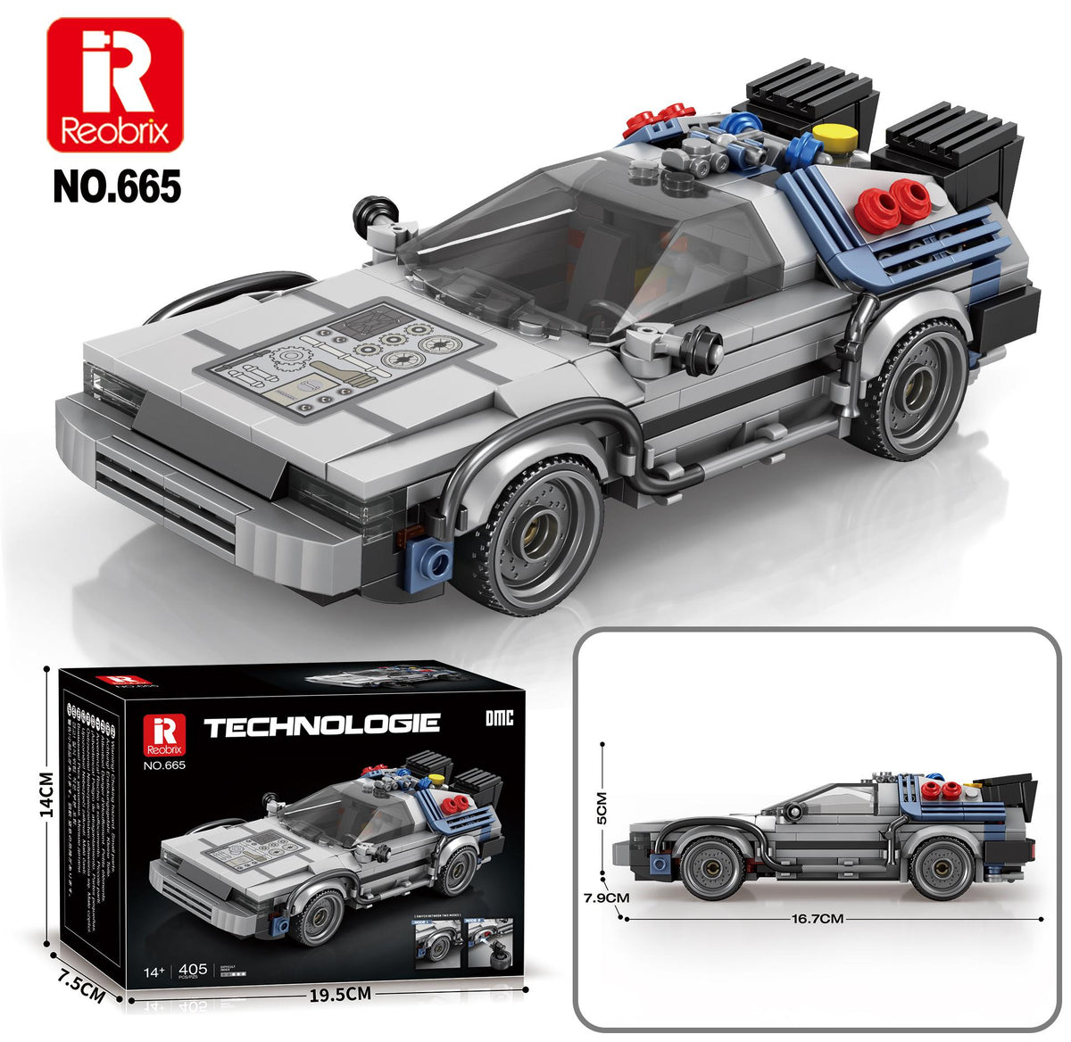 Reobrix Mini Stainless Gull-Wing Car