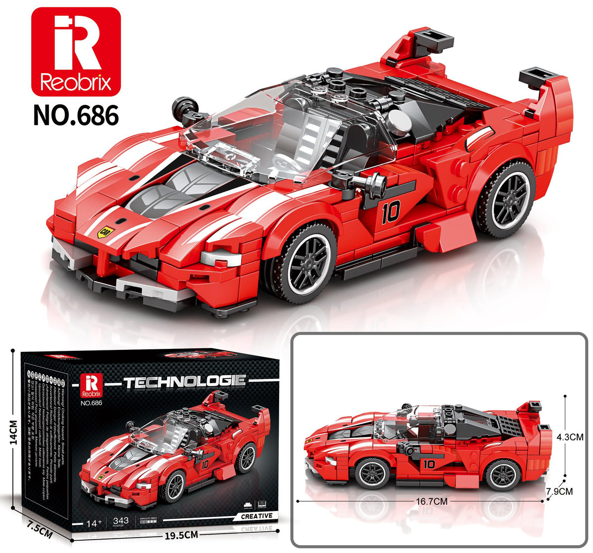 Reobrix Mini Red Racing Hypercar #10