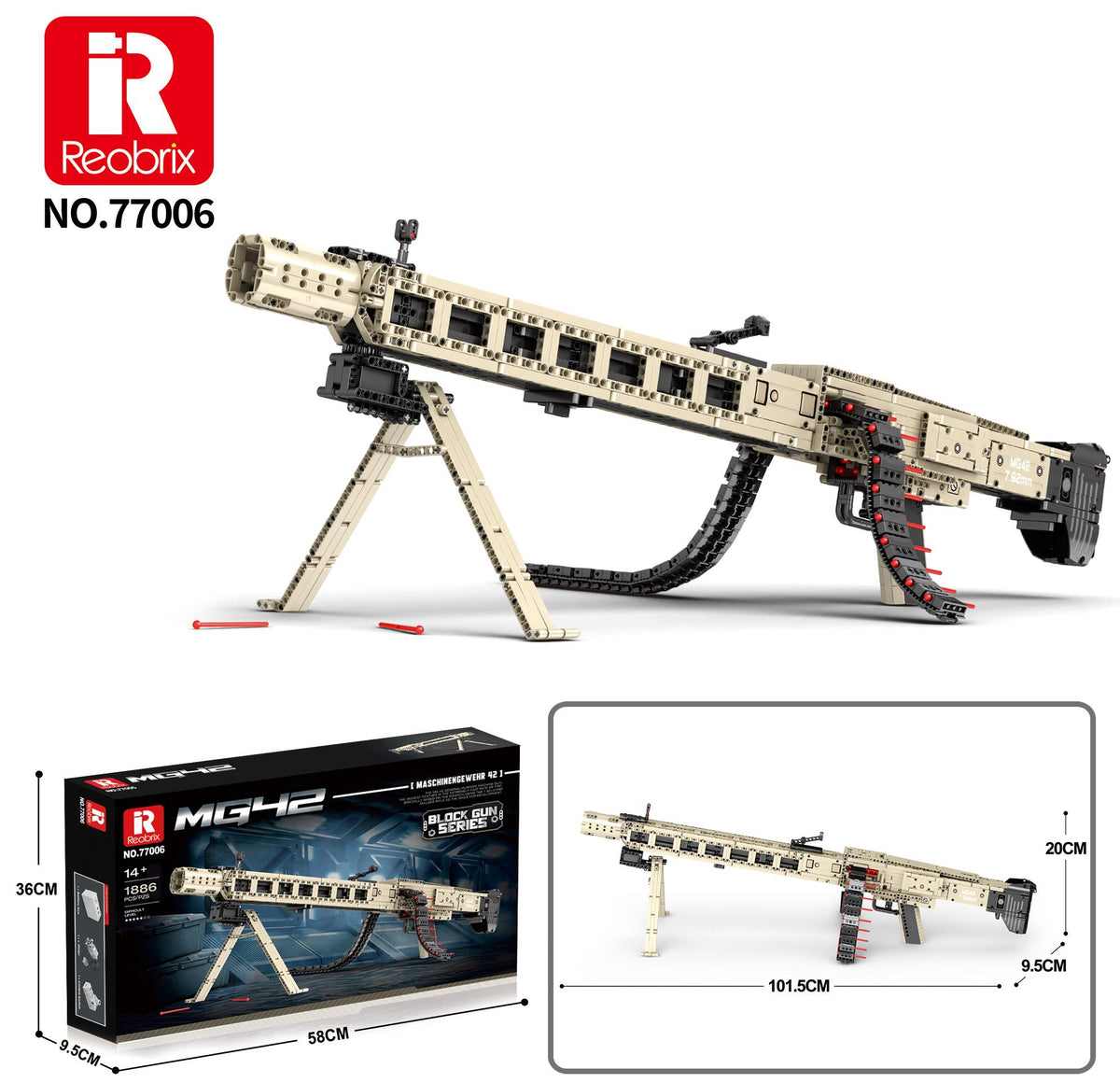Reobrix Belt-Fed Machine Gun Block Model