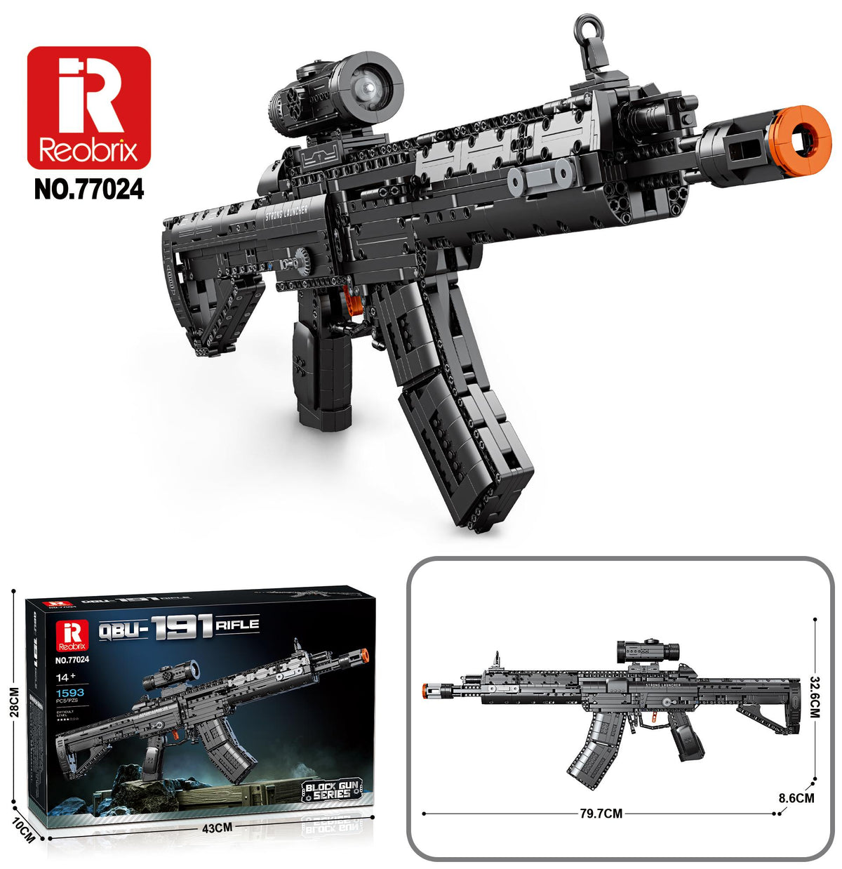 Reobrix Bullpup-Style Rifle with Scope Model