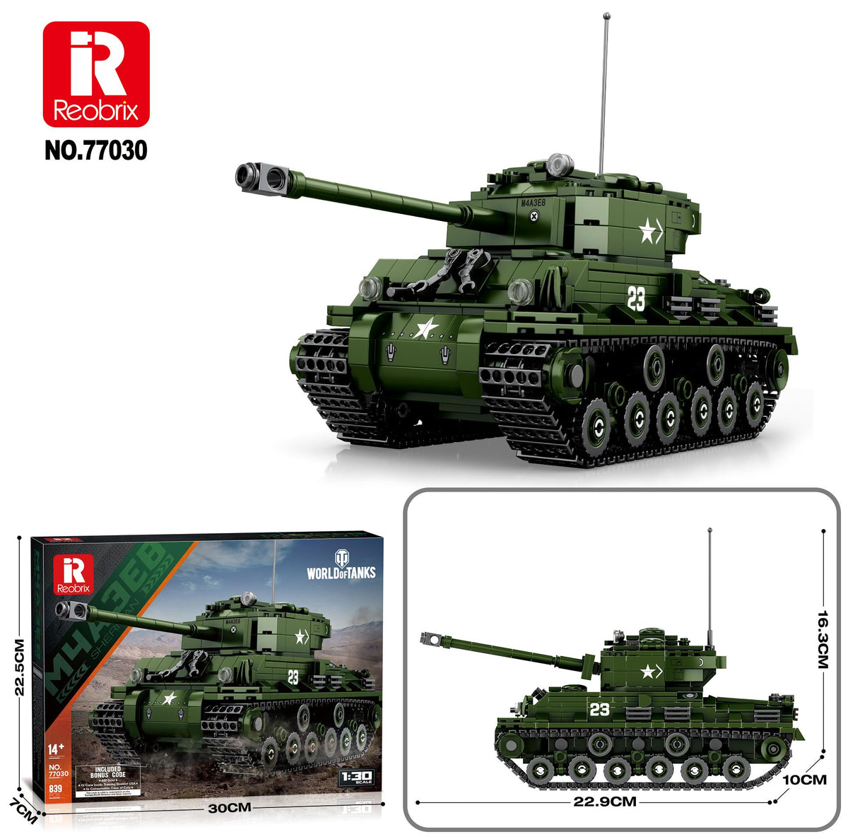 Reobrix Green Medium Tank #23 Model