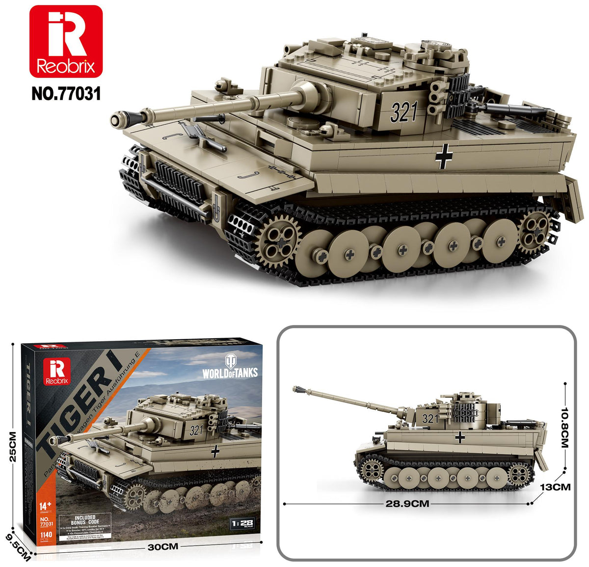 Reobrix Tiger Heavy Tank Model