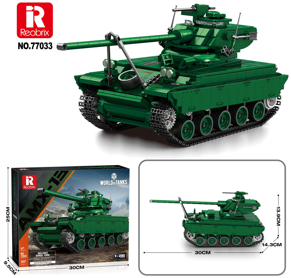 Reobrix Green Light Recon Tank Model