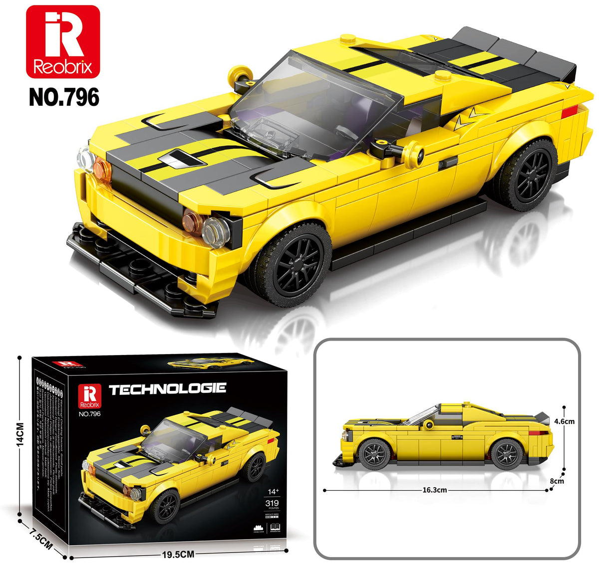 Reobrix Mini Yellow Muscle Car