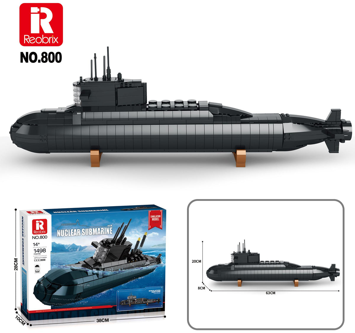 Reobrix Black Nuclear Submarine Model