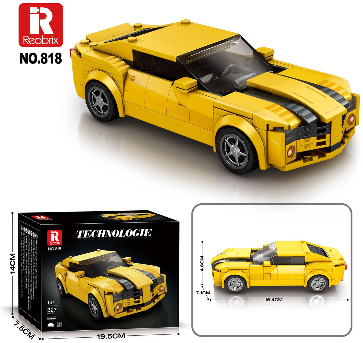 Reobrix Mini Yellow Striped Muscle Coupe